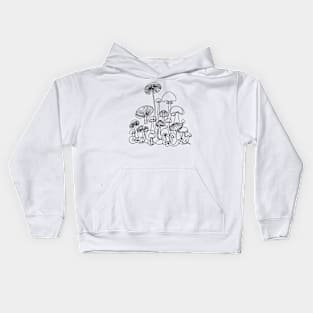 Mushrooms Line Drawing Kids Hoodie